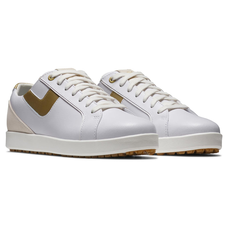 Womens FJ Links Spikeless Golf Shoes White/Tan