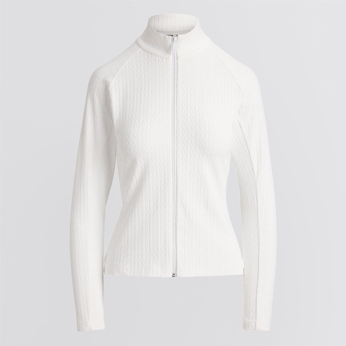RLX Womens Active Cable Knit Full Zip Sweatshirt Ceramic White