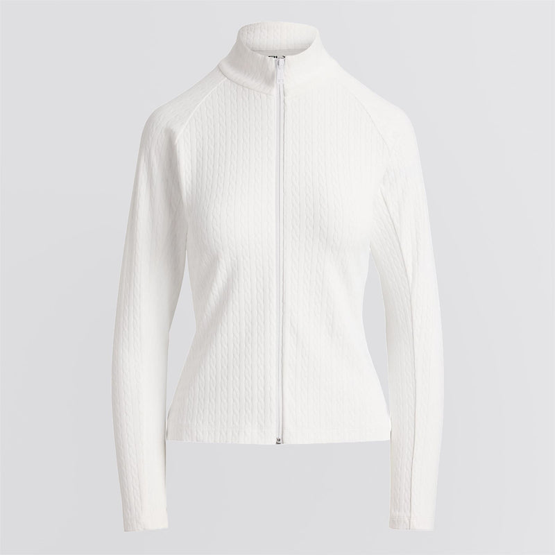 RLX Womens Active Cable Knit Full Zip Sweatshirt Ceramic White