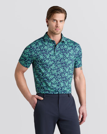 G/FORE Men's Scattered Ditzy Tech Jersey Polo Clover / L