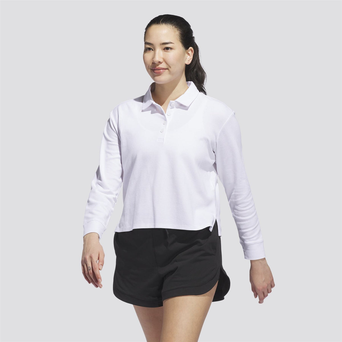 Womens Beyond The Course LS Loose Fit Polo White
