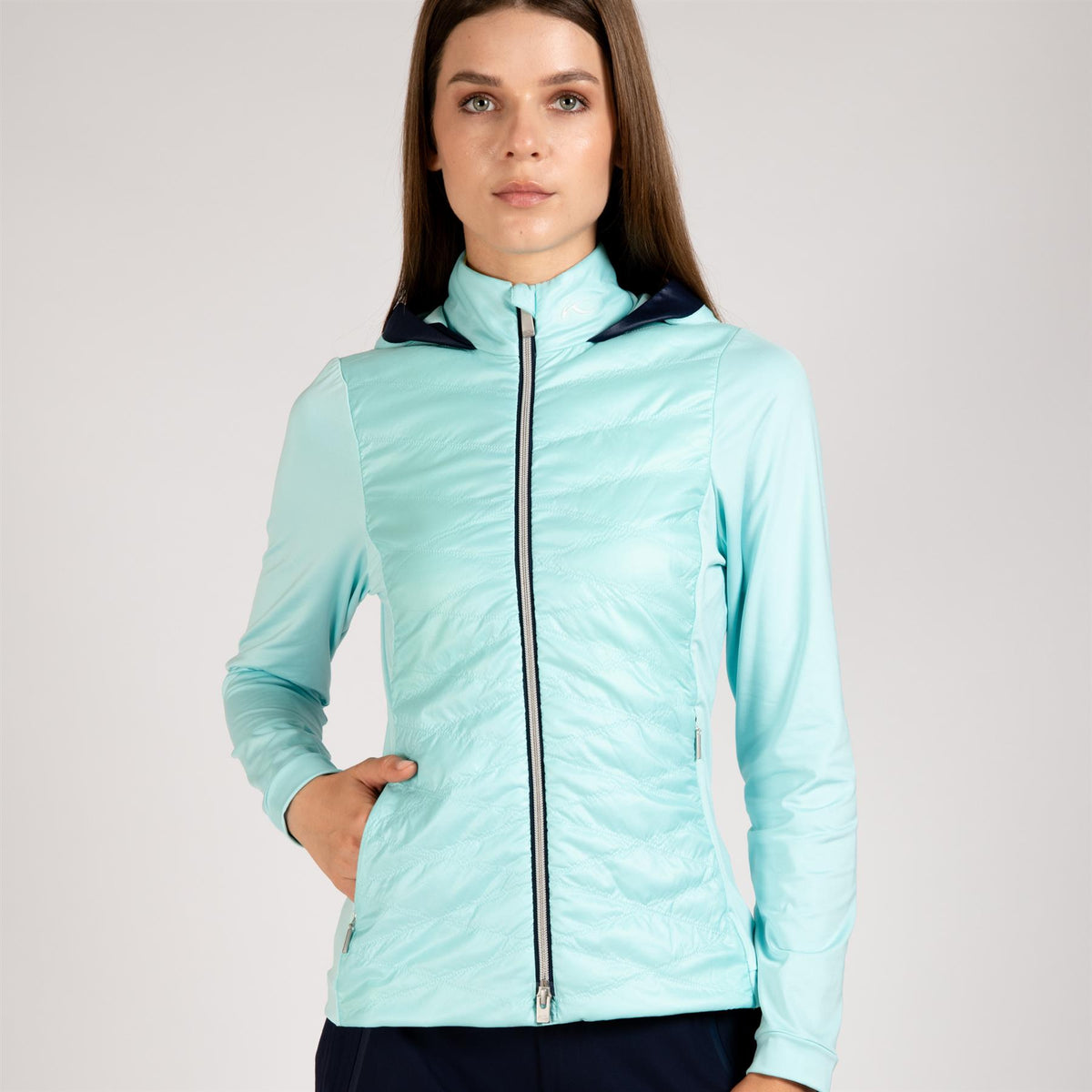 Womens Retention Hooded Hybrid Jacket Capri/Atlanta Blue