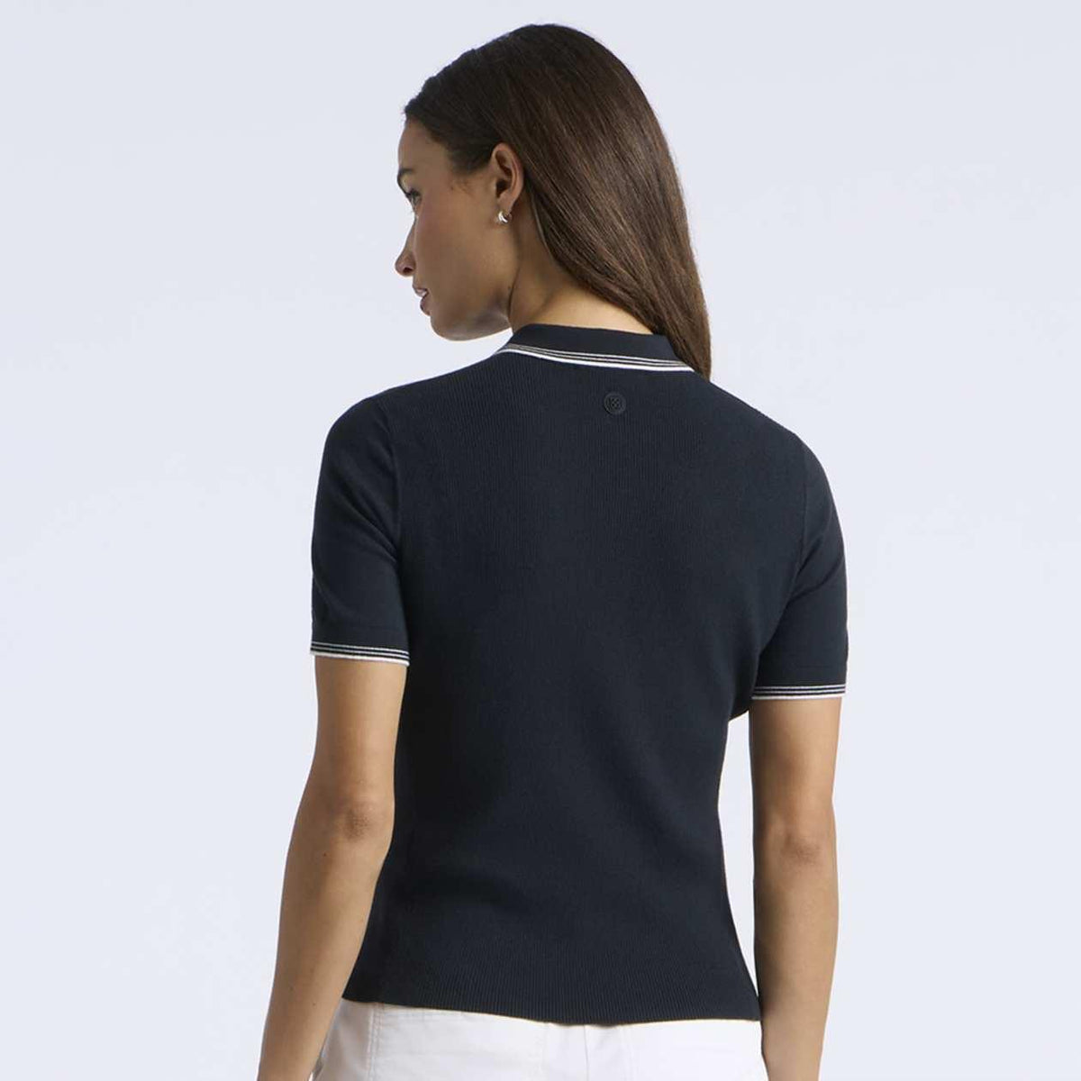 Womens Elevated Sweater Polo Onyx