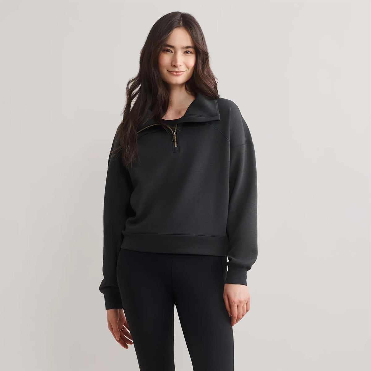 Womens DreamGlow Quarter Zip Sweat Top Black