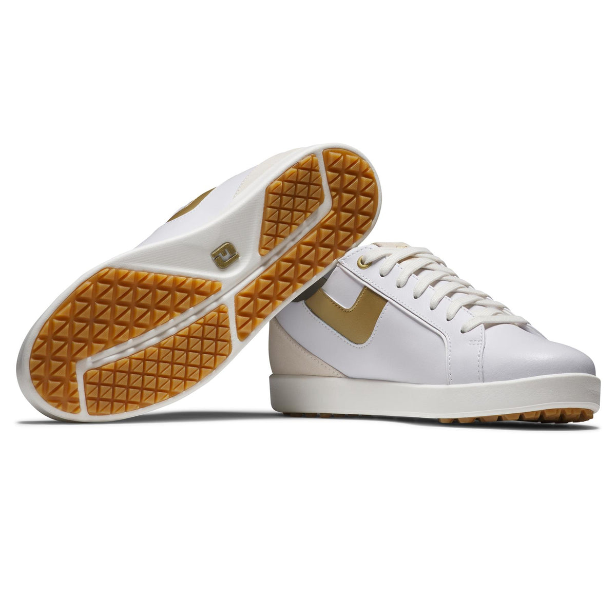 Womens FJ Links Spikeless Golf Shoes White/Tan