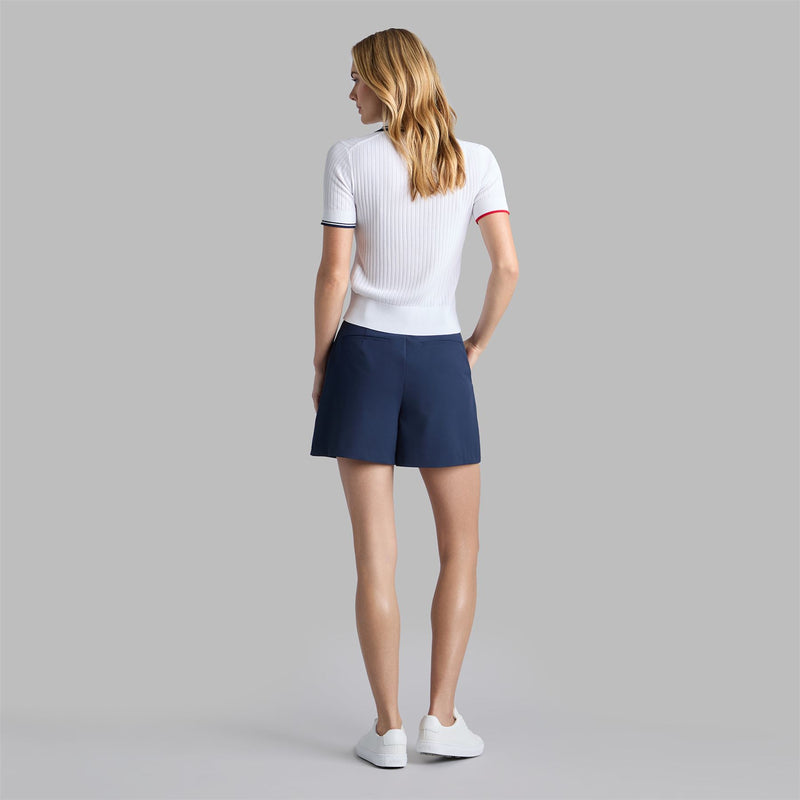 Womens Ribbed Knit Polo Sweater