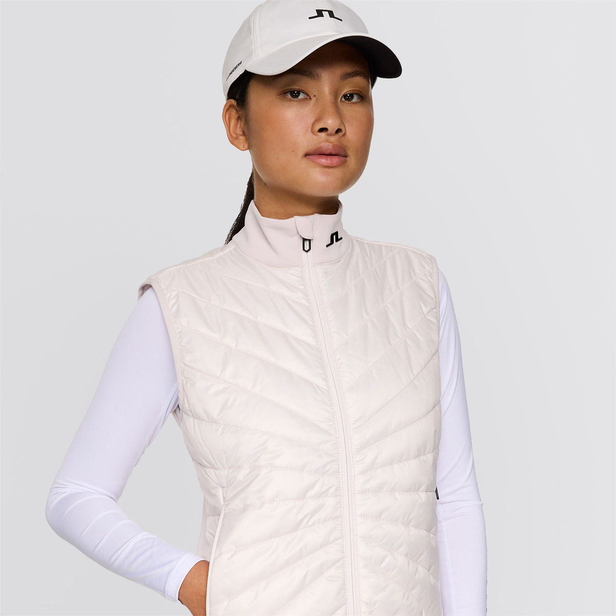 Womens Madde Quilt Hybrid Vest Gray Lilac