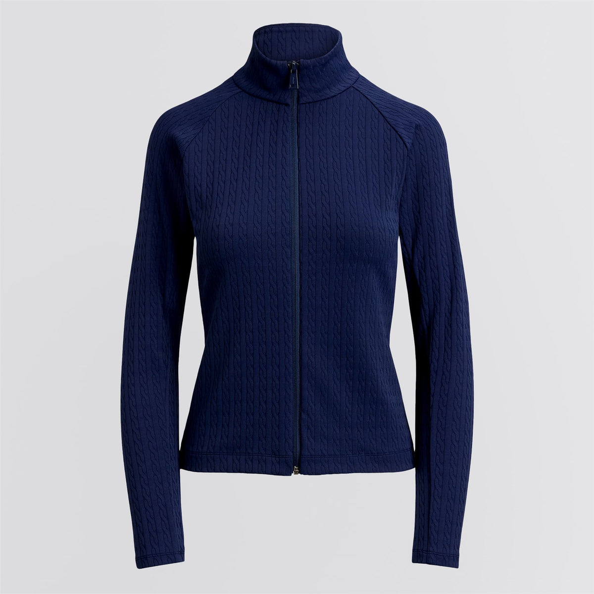 RLX Womens Active Cable Knit Full Zip Sweatshirt Refined Navy
