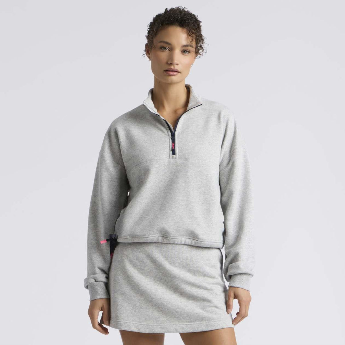 Womens French Terry Quarter Zip Pullover Nimbus Melange