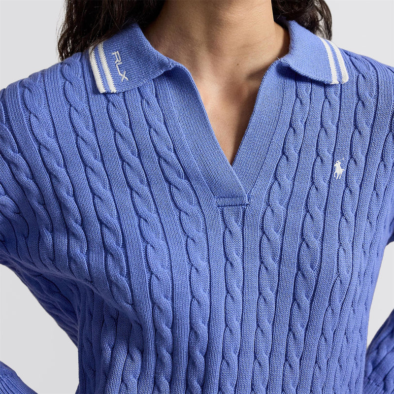 RLX Womens Cotton Blend Sweater Blue Mist/White Splash