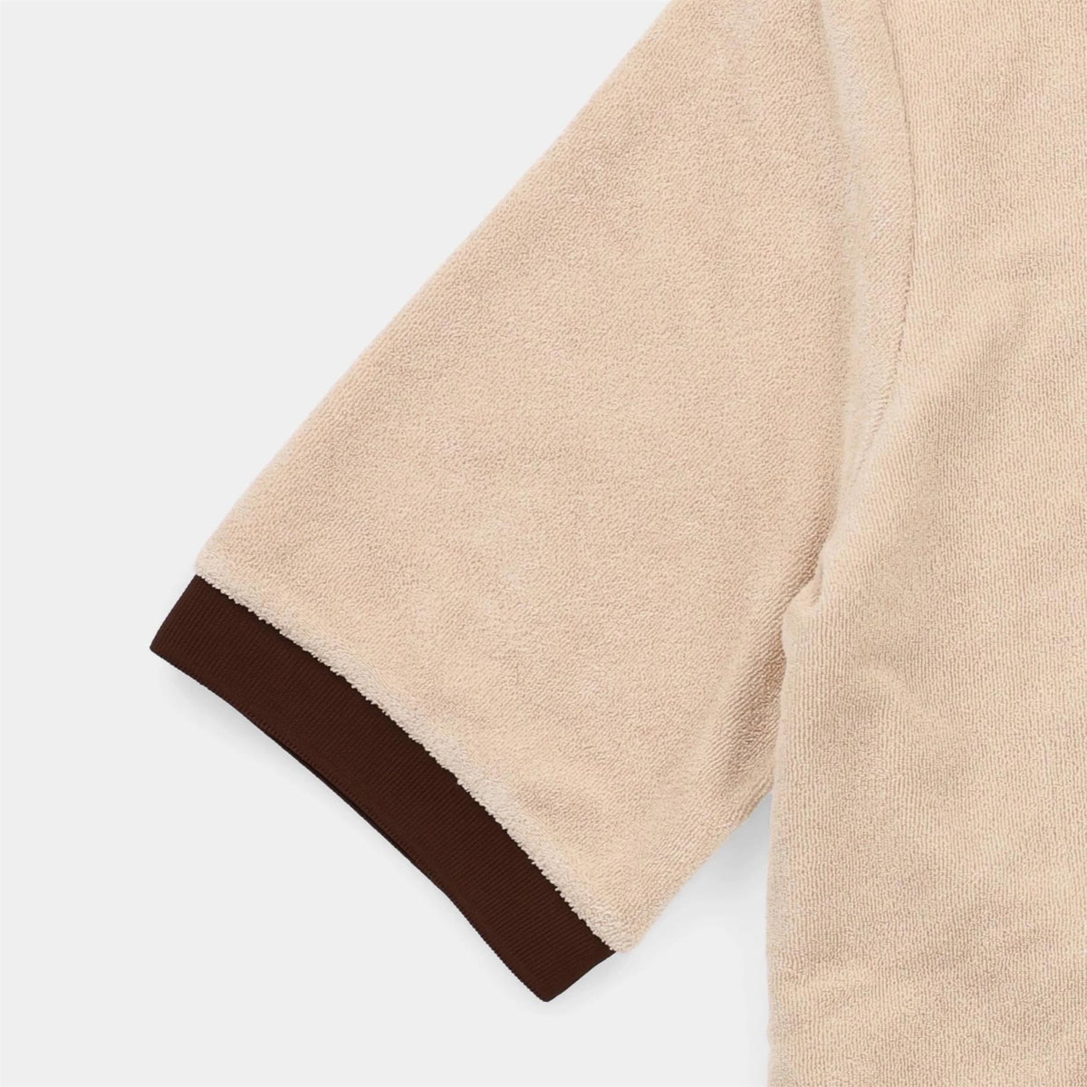 Womens Terry Contrast Polo Tan/Coffee