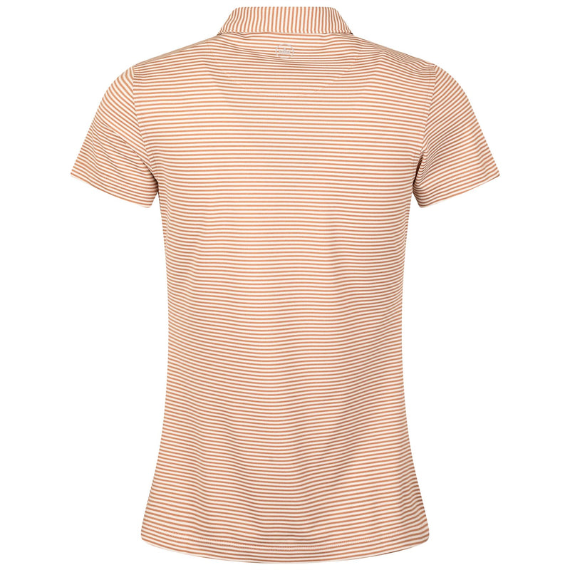 Womens Vista Stripe Sport Mesh Button Polo Camel/Ivory