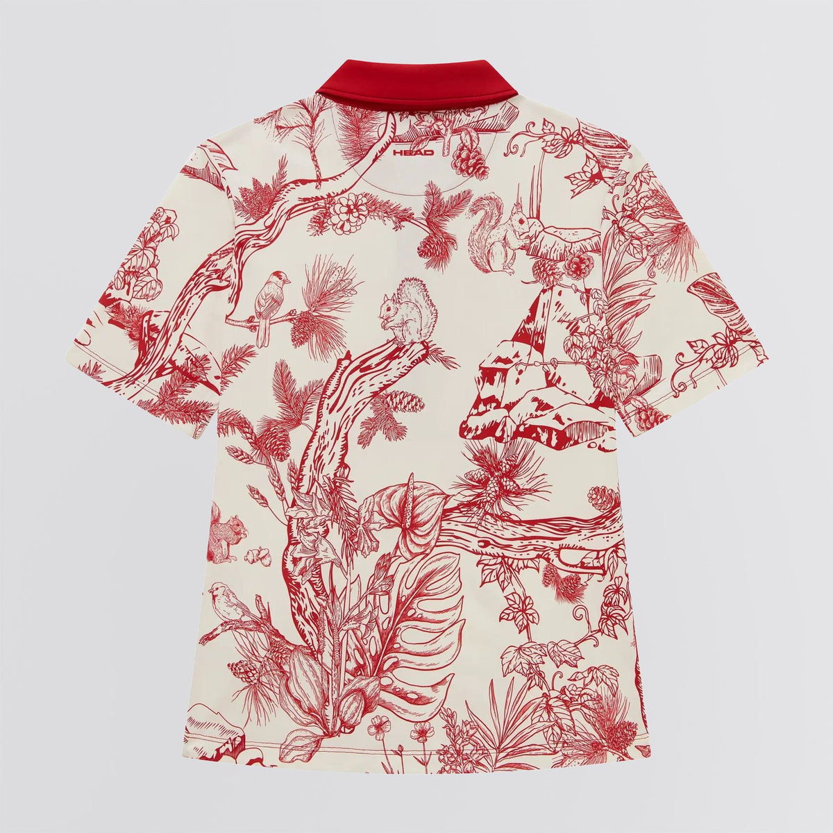 Womens Printed Polo Red Botanical