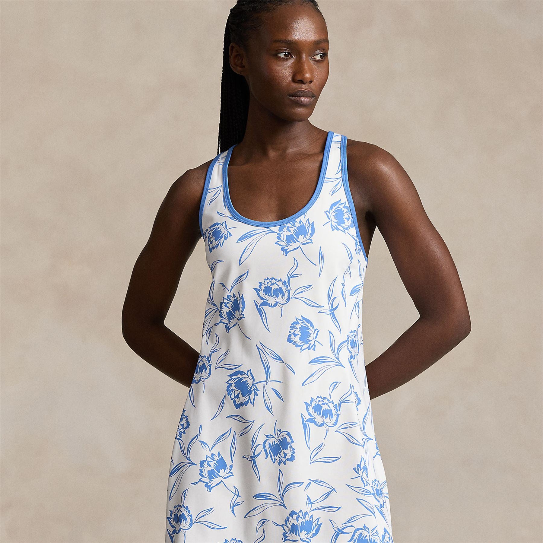 Womens Sleeveless Day Dress Summer Floral/Summer Blue