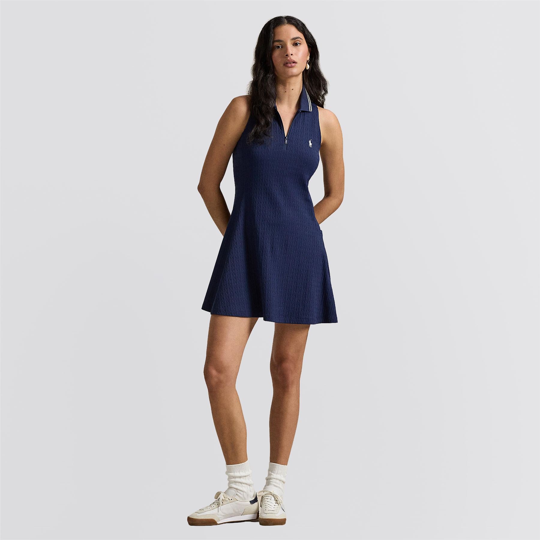 Ralph Lauren RLX Stretch Jacquard SL Polo Dress Refined Navy