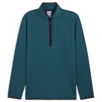 x AP Jacquard Quarter Zip Mid Layer Cold Green