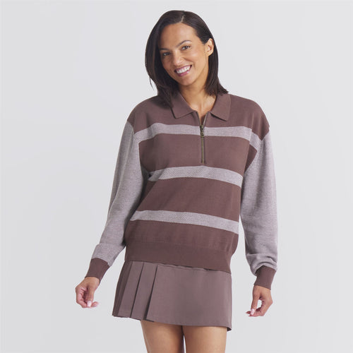 x AP Womens Sweater Collared Quarter Zip Flat Bronze