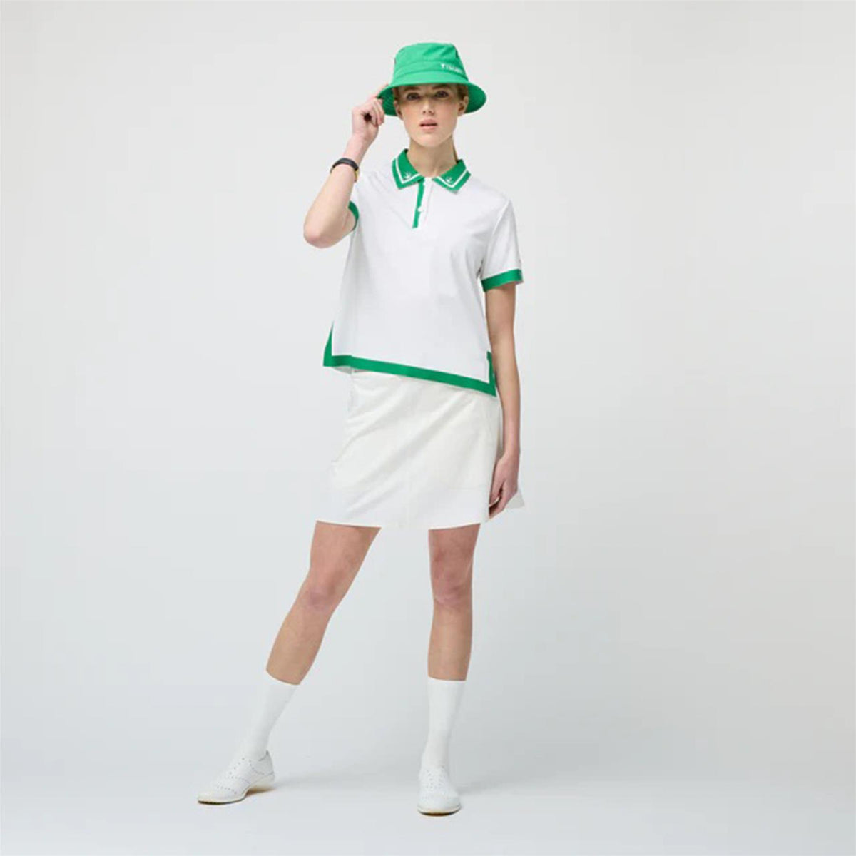 Womens Tech Jersey Boxy Birdie Polo White/Sport Green
