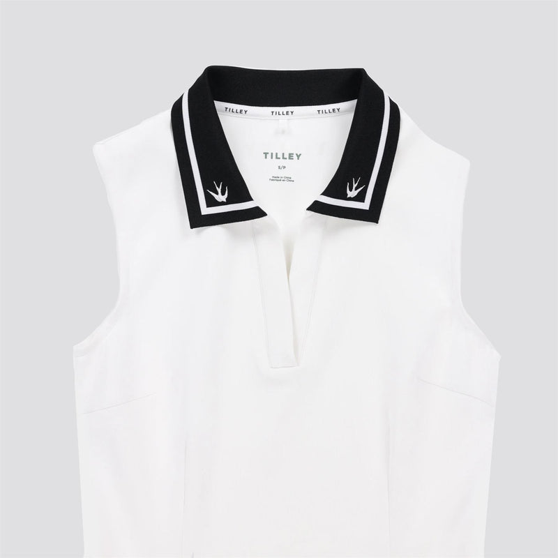 Womens Airloft Ruffle Hem Dress White/Black