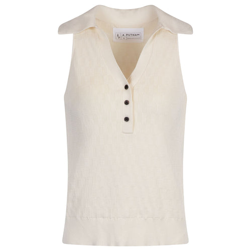 Womens Knit Tank Polo Cream - AW24