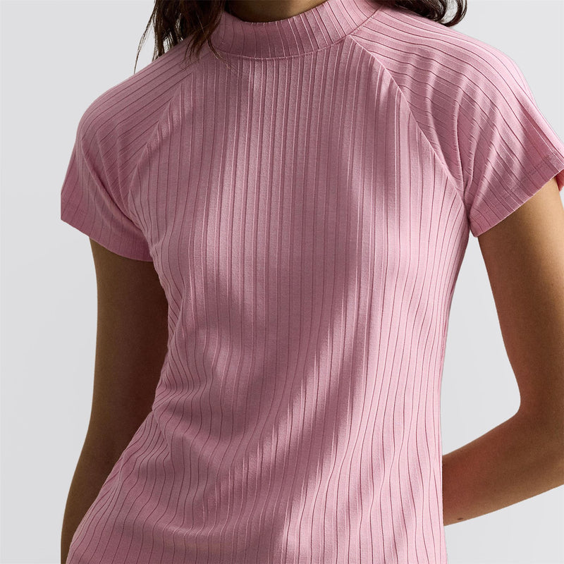 RLX Womens Drop Needle Rib Knit Polo Light Pink