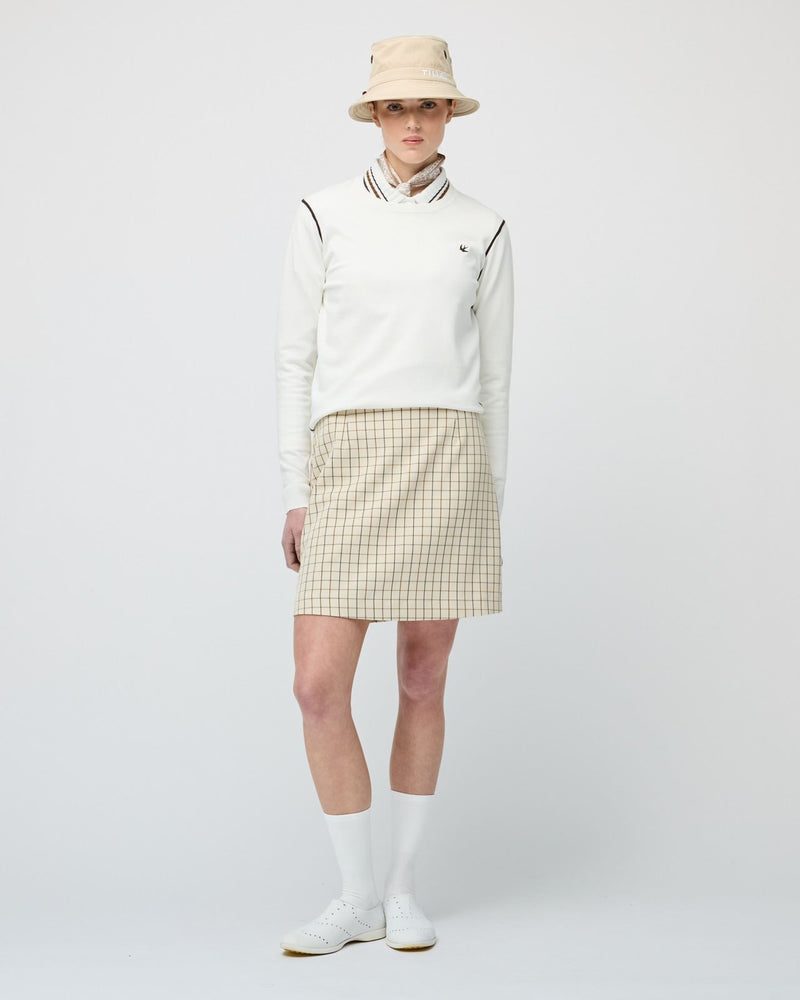 Womens Retro Check A Line Skirt Cream Check