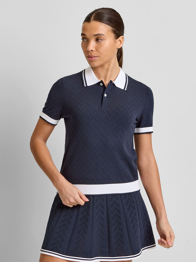 Polly Pointelle Polo JL Navy