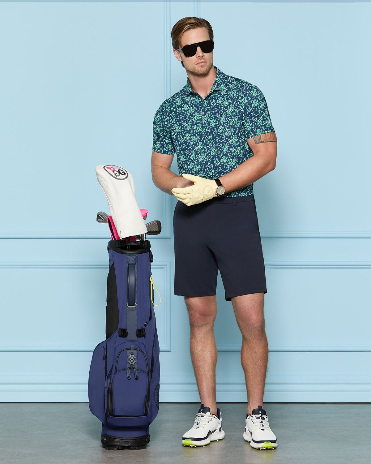 Scattered Ditzy Tech Jersey Polo Clover
