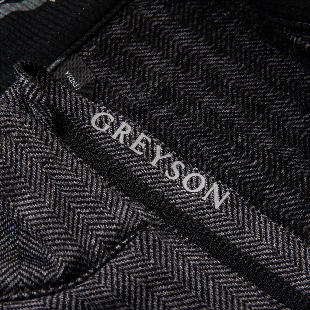 Herringbone Tate Quarter Zip Black Herringbone