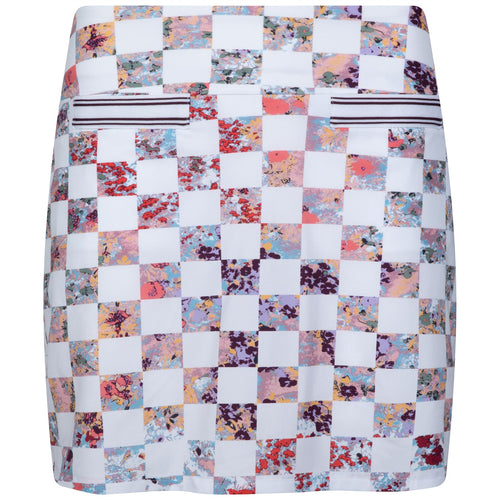 Womens Hidden Pocket Skirt White Check Floral - SS23