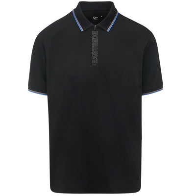 Zip Placket Fine Pique Polo Black