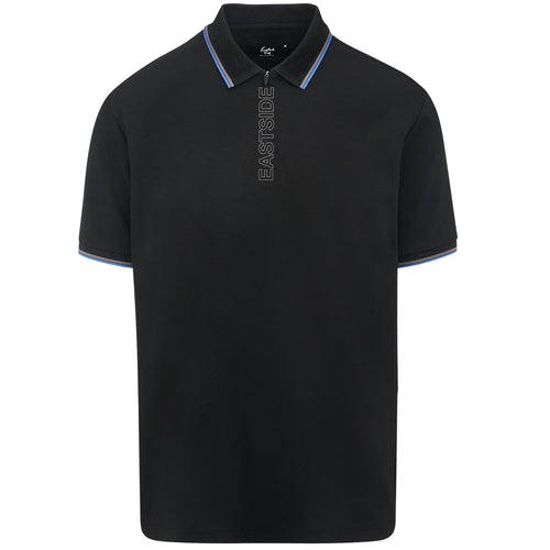 Zip Placket Fine Pique Polo Black
