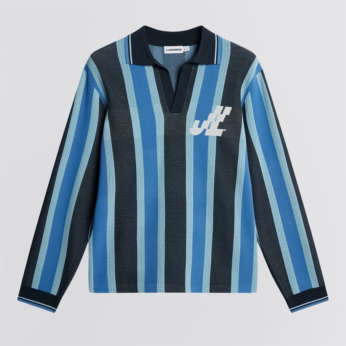 Silas Stripe Knit Polo JL Navy