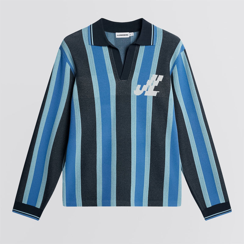 Silas Stripe Knit Polo JL Navy