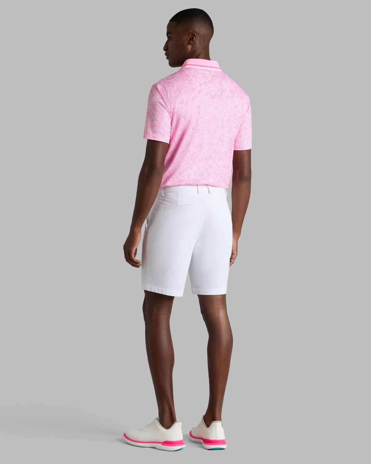 Fireworks Print Tech Jersey Polo Blush