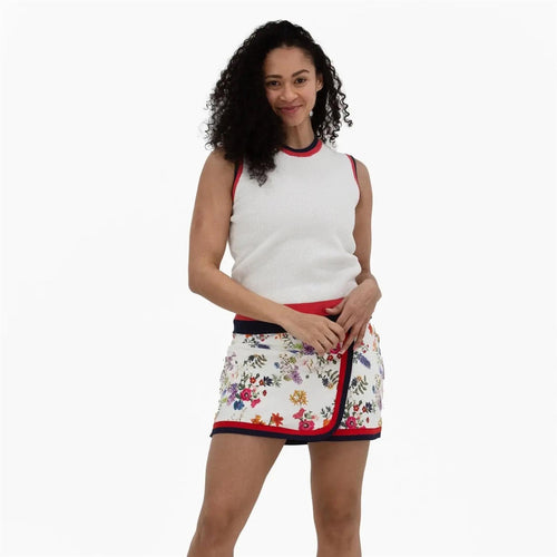 Womens SL Waffle Knit Pullover Vest White/Navy/Red