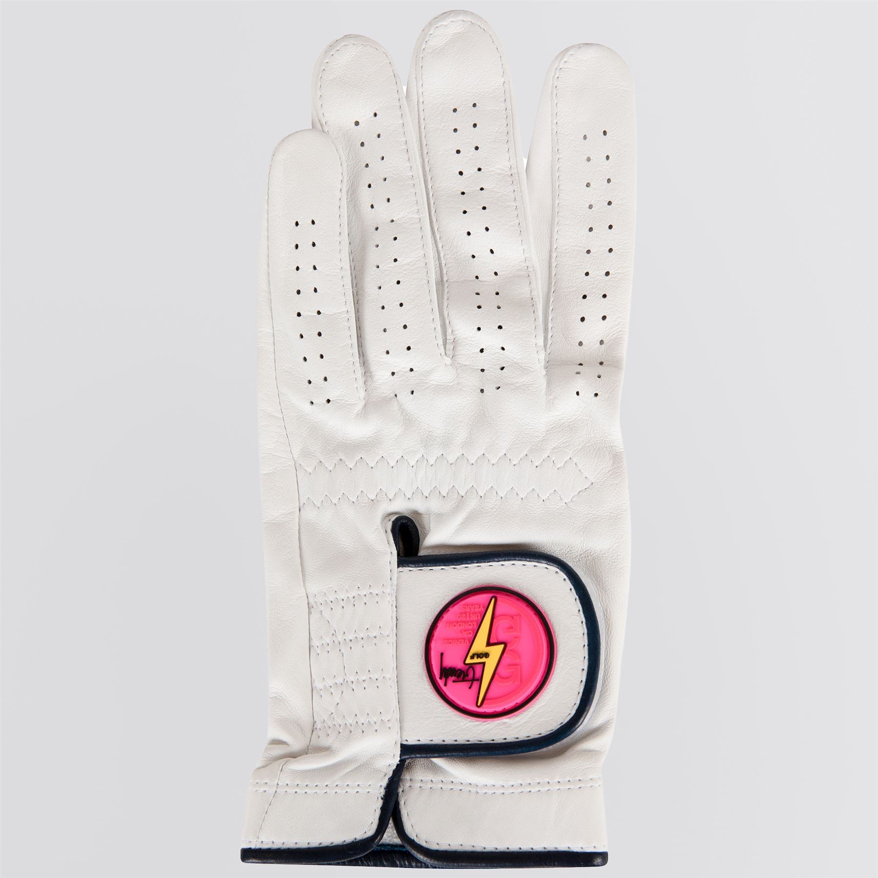 x TRENDYGOLF Bolt Limited Edition Left Golf Glove Snow/Knockout Pink