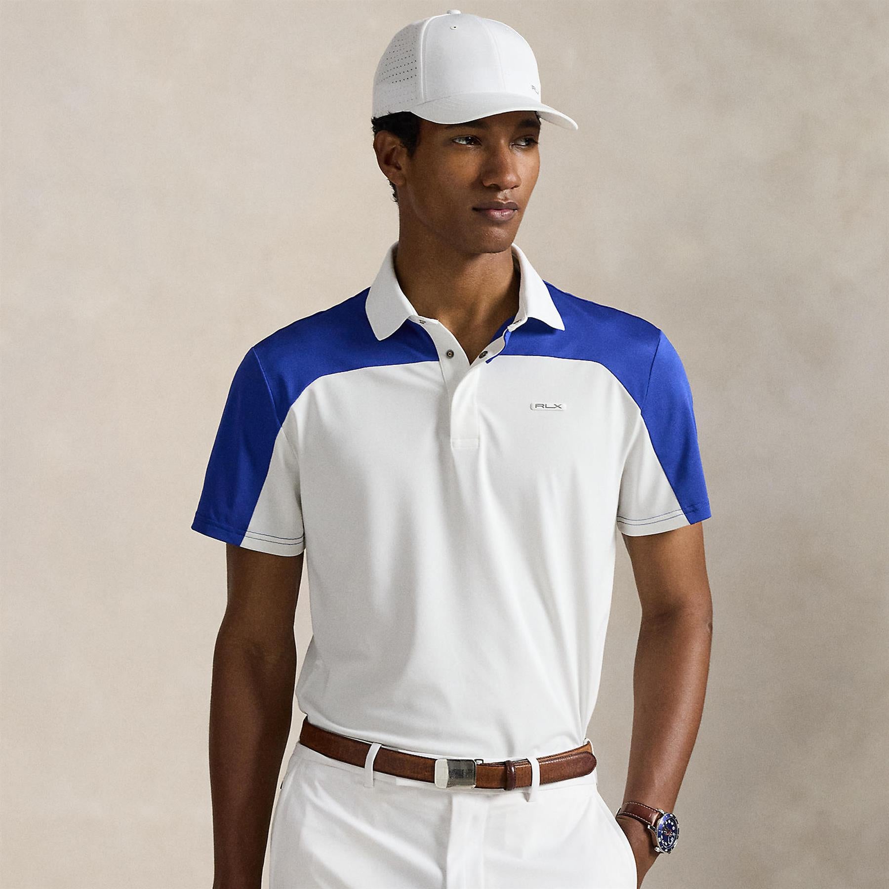RLX Airtech Pique Polo Ceramic White/Royal Blue