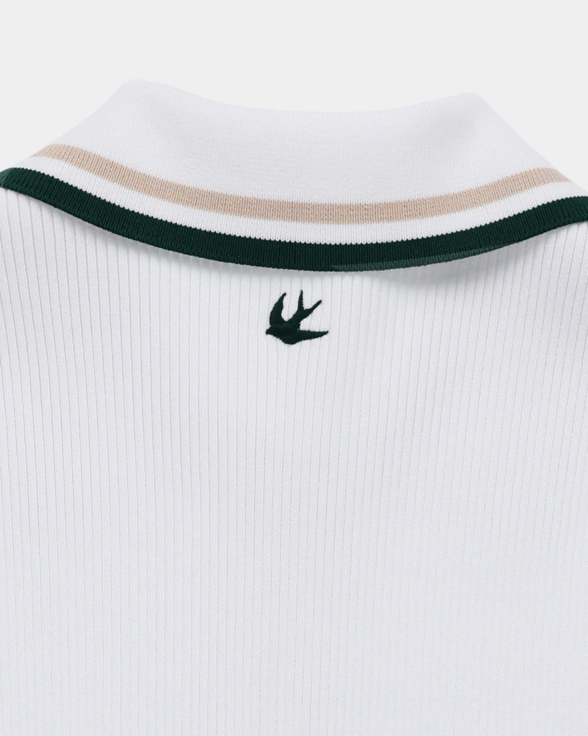 Womens Stripe Zip Polo White