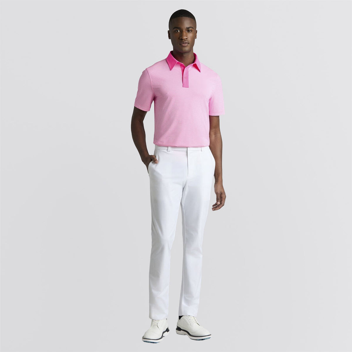 Feeder Stripe High Gauge Jersey Polo Knockout Pink