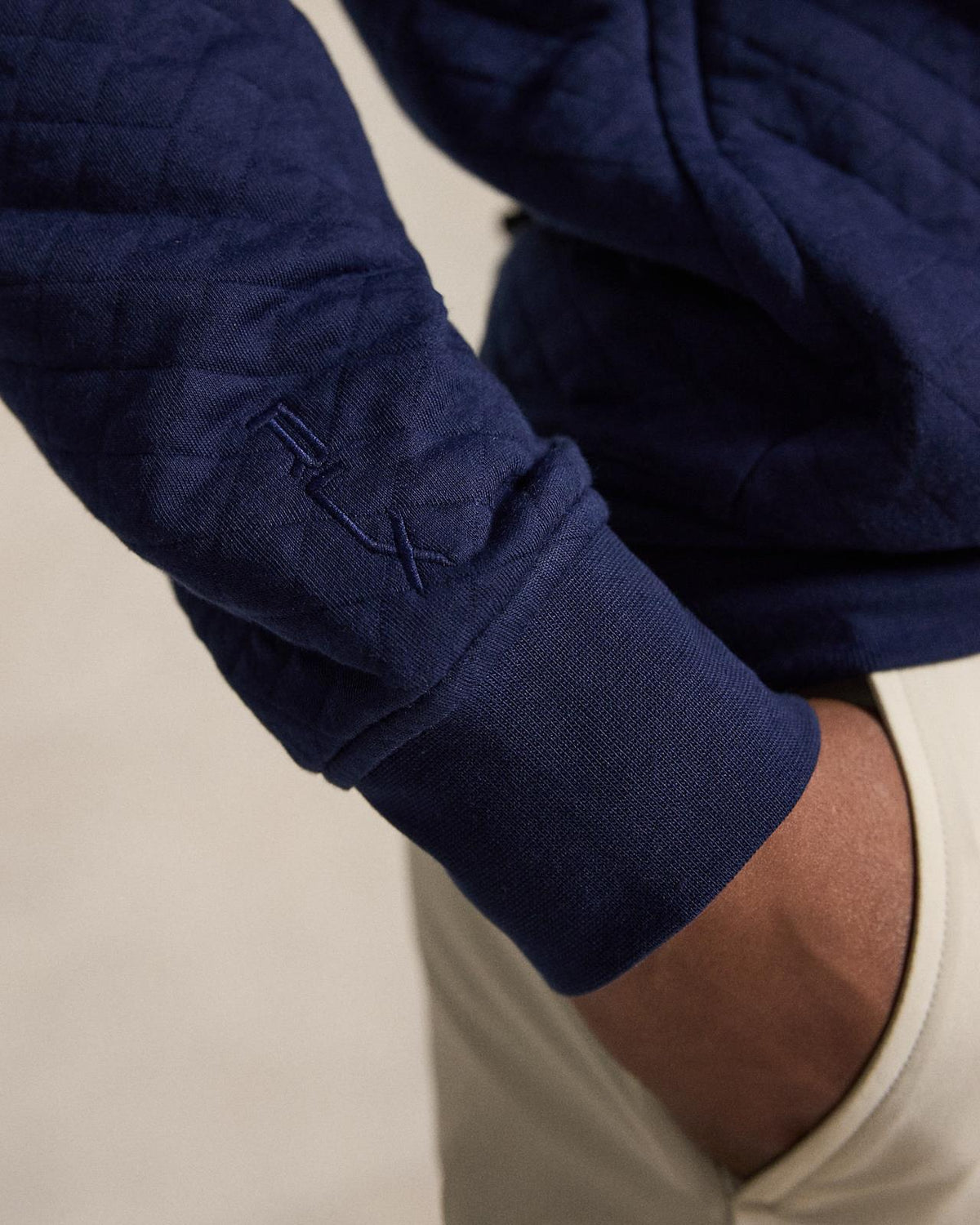 RLX Quilted Double Knit Half Zip Pullover Refined Navy
