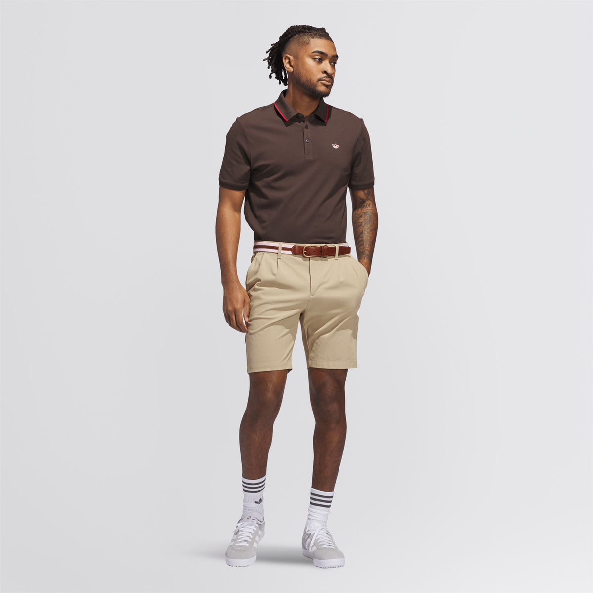 Originals Twistknit Trefoil Polo Dark Brown