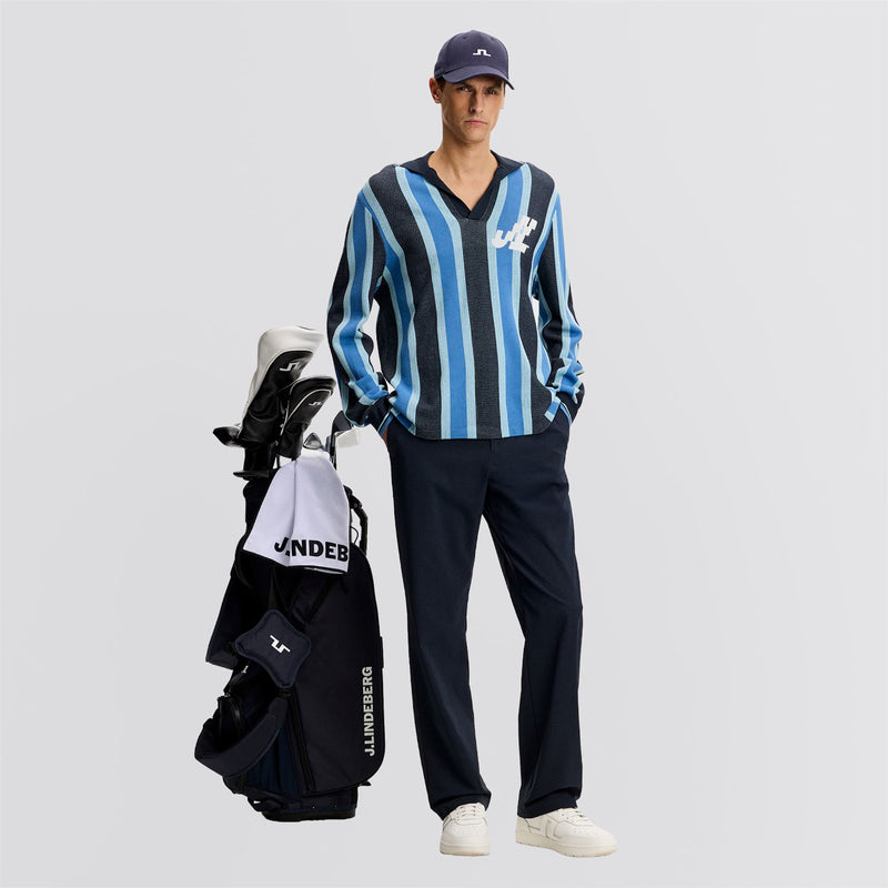 Silas Stripe Knit Polo JL Navy