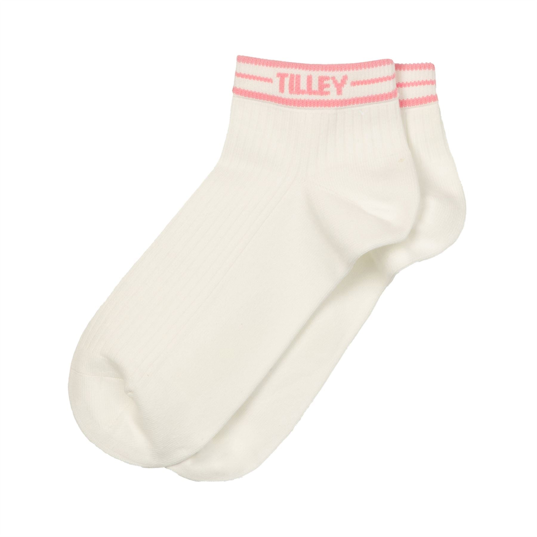 Womens Tipped Ankle Socks White/Pink