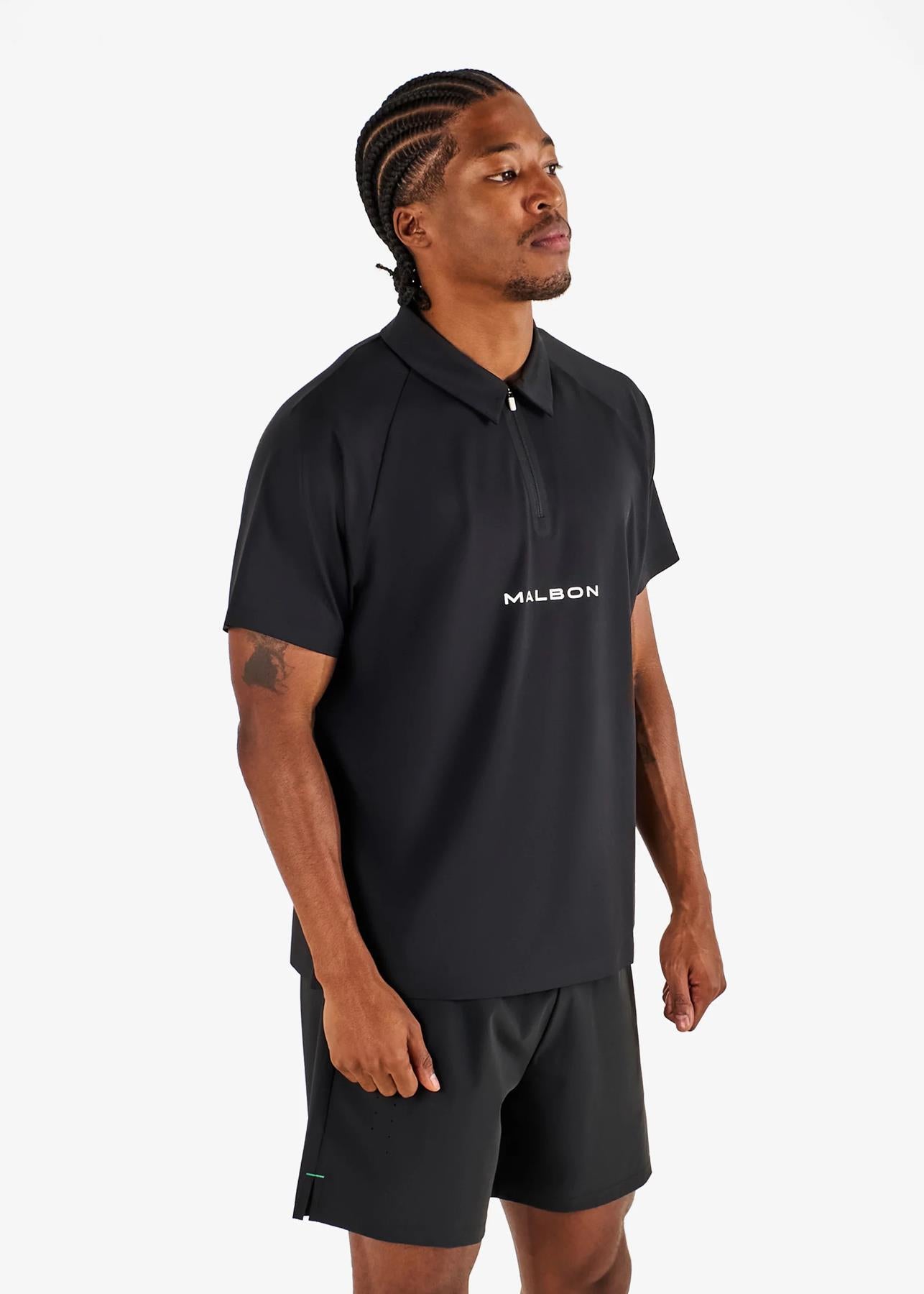 Performance Zip Raglan Polo Black