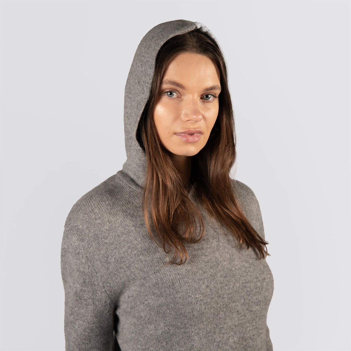 Womens Marnie Cashmere Hoodie Grey Heather