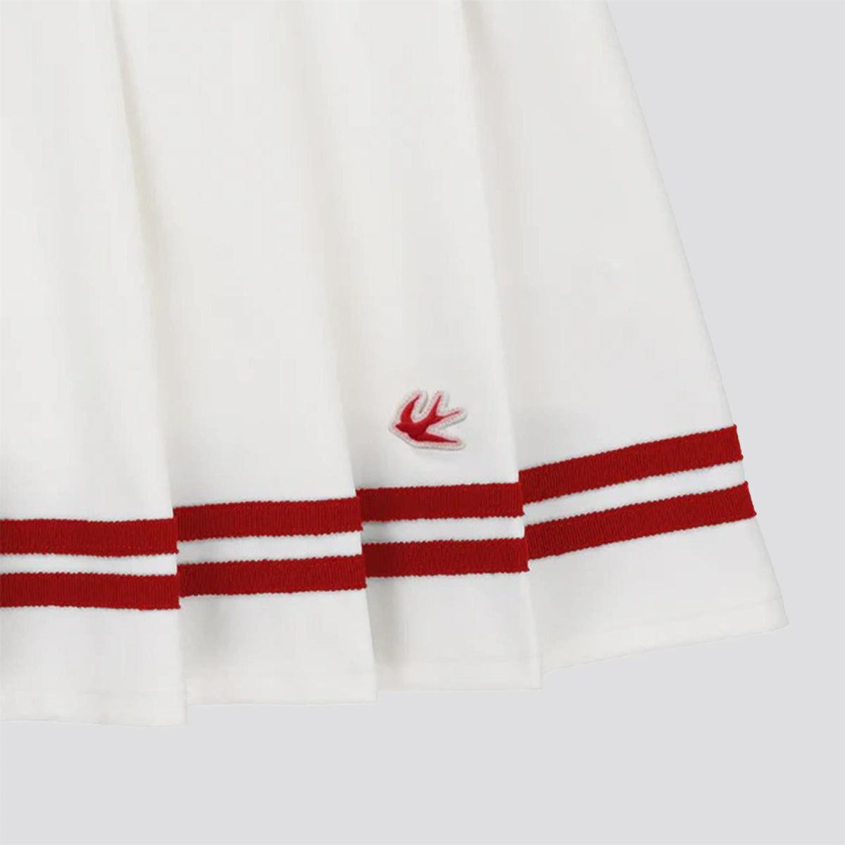 Womens Ribbon Pleated Skirt White/Sport Red