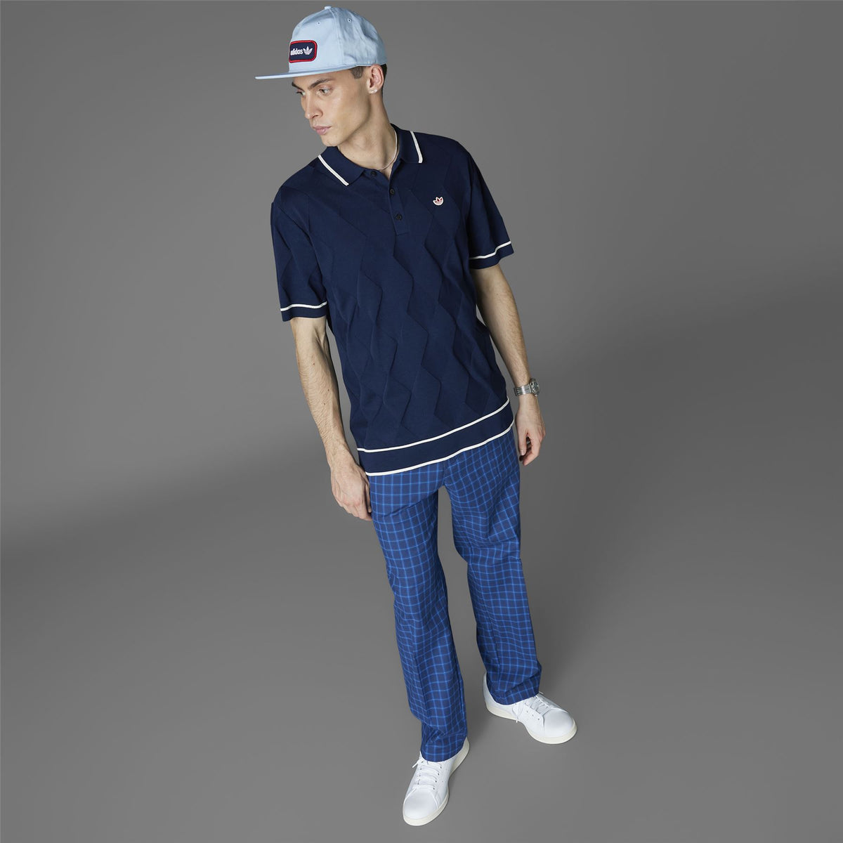 Argyle Knit Polo Night Indigo
