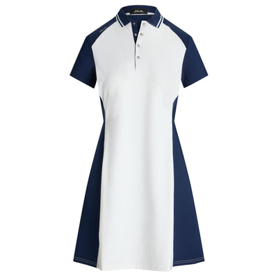 Womens Contrast Stretch Jersey Polo Dress Refined Navy Multi - SS24