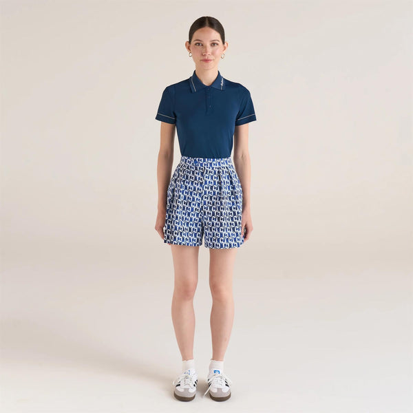 【MALBON GOLF】 [WOMENS COLLECTION] Solene Shorts ■WOMAN Malbon Golf Solene Shorts Blue | TRENDYGOLF USA
